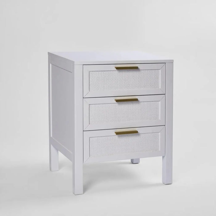 Santorini 3 Drawer Bedside White