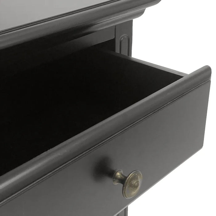 Black Hamptons 1 Drawer Bedside Table