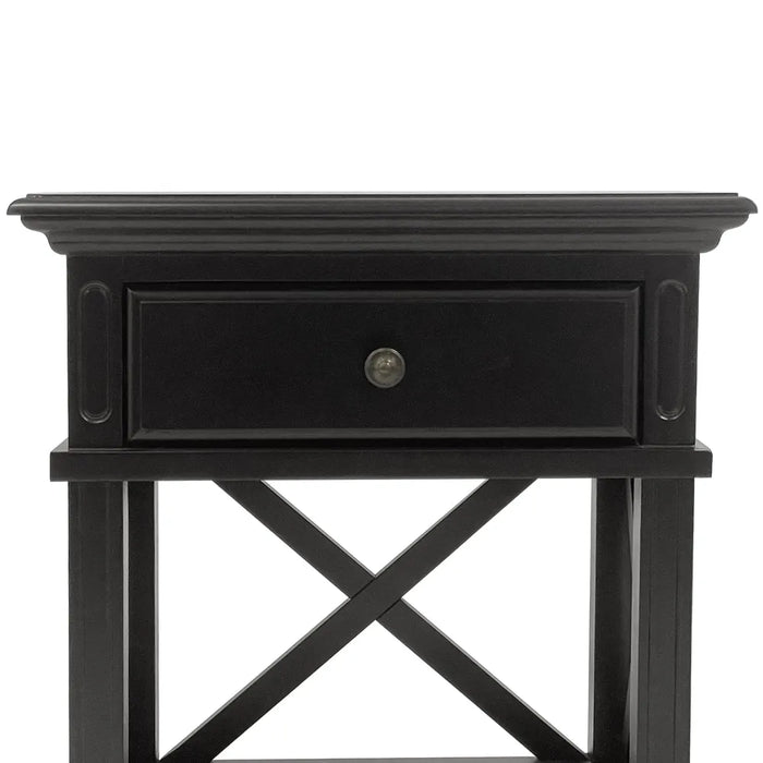 Black Hamptons 1 Drawer Bedside Table