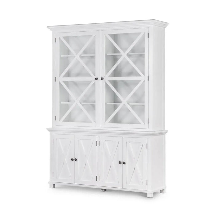 Sorrento Large Glass Door Hamptons Cabinet White