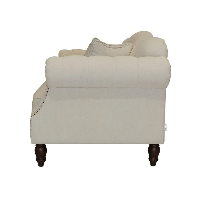 2 Seater Beige Vaucluse Buttoned Sofa