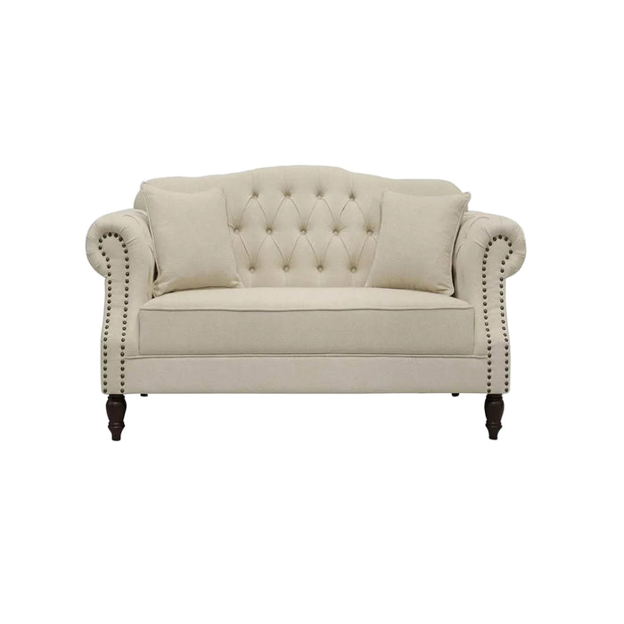 2 Seater Beige Vaucluse Buttoned Sofa