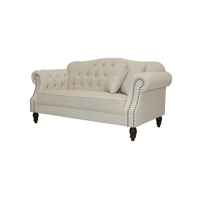 2 Seater Beige Vaucluse Buttoned Sofa