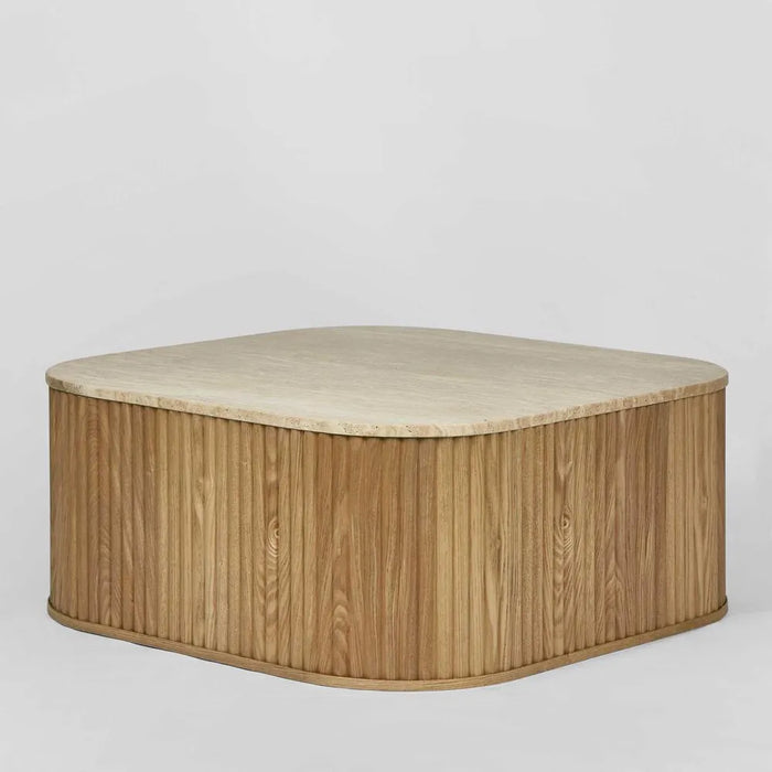 Travertine Stone Top Square Coffee Table - 90cm