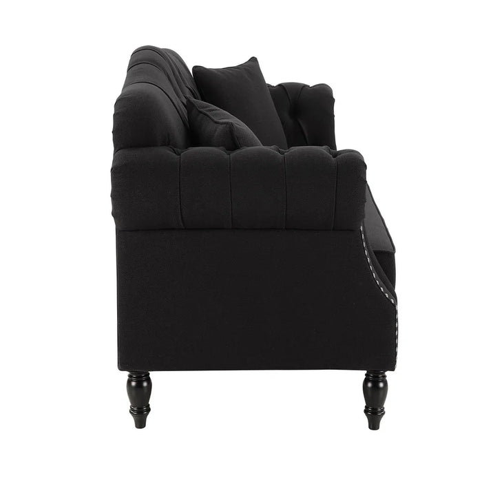 2 Seater Charcoal Vaucluse Buttoned Sofa