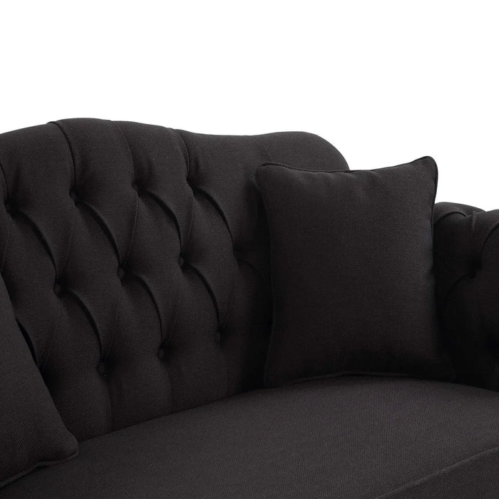 2 Seater Charcoal Vaucluse Buttoned Sofa