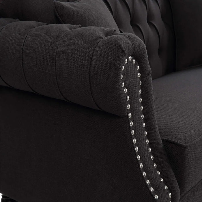 2 Seater Charcoal Vaucluse Buttoned Sofa