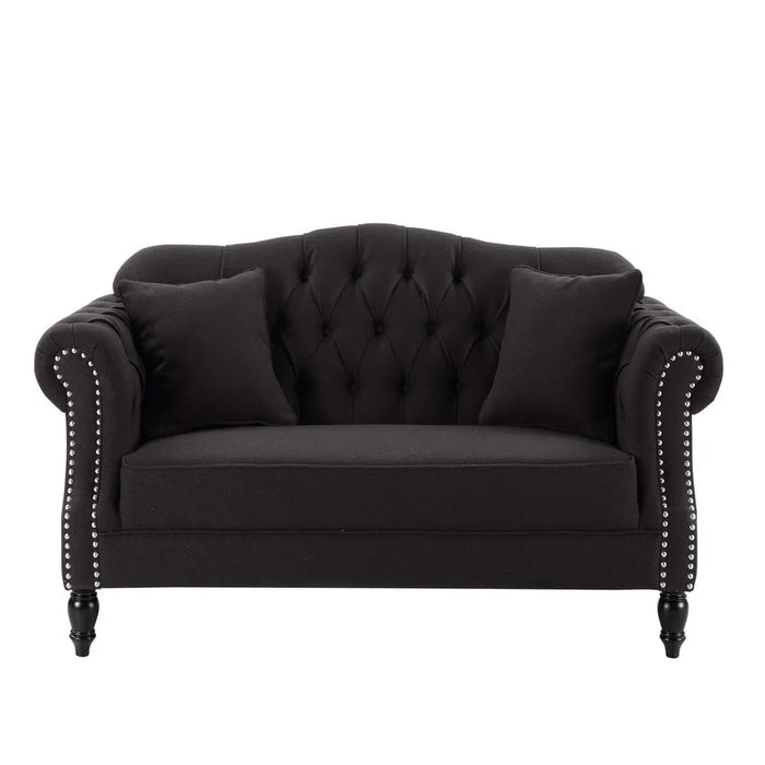 2 Seater Charcoal Vaucluse Buttoned Sofa