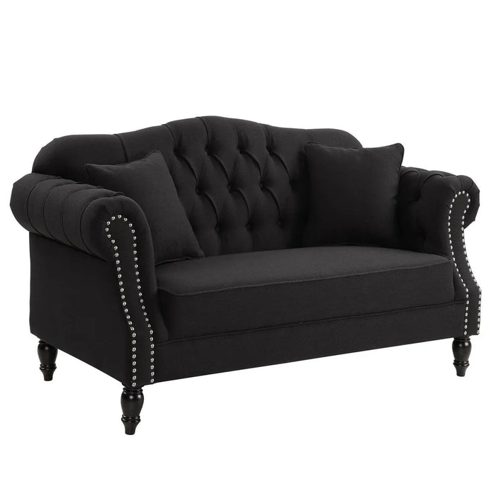 2 Seater Charcoal Vaucluse Buttoned Sofa