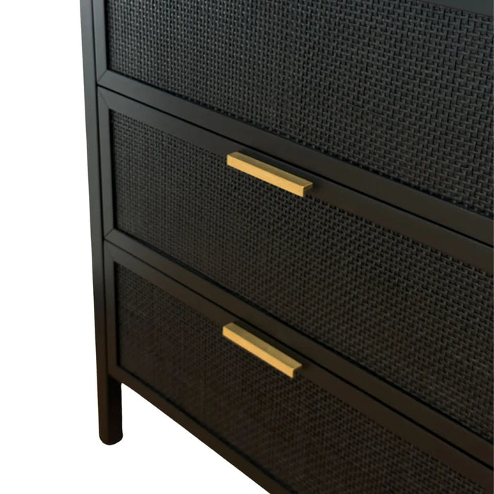Santorini 1.4m Hamptons 6 Drawer Cabinet - Black