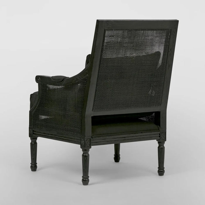Black Hicks Caned Armchair with Cushion