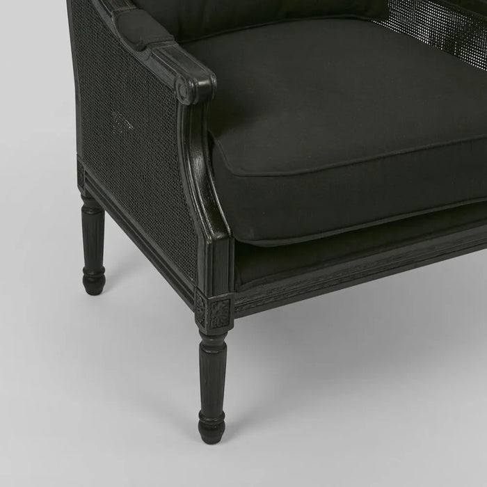 Black Hicks Caned Armchair with Cushion