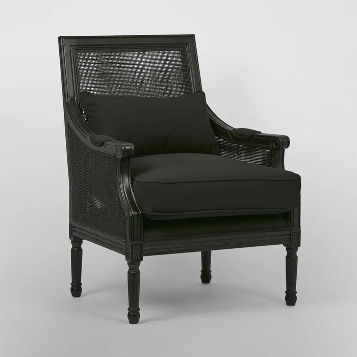 Black Hicks Caned Armchair with Cushion