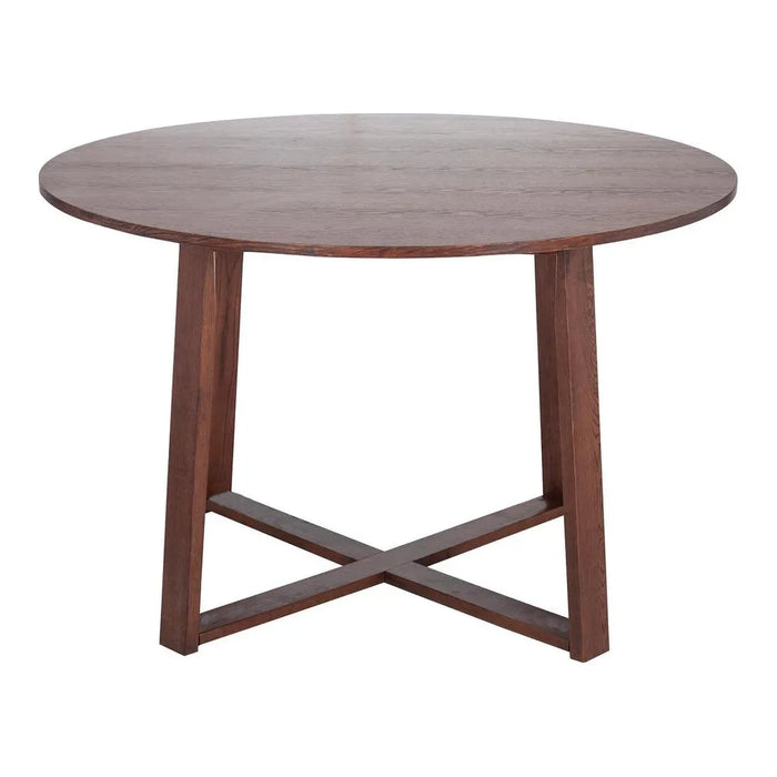 Olwen 1.2m Oak Wood Round Dining Table - Walnut