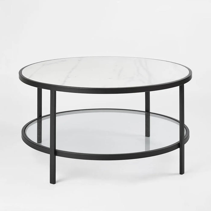 Palladium 90cm Marble & Glass Coffee Table