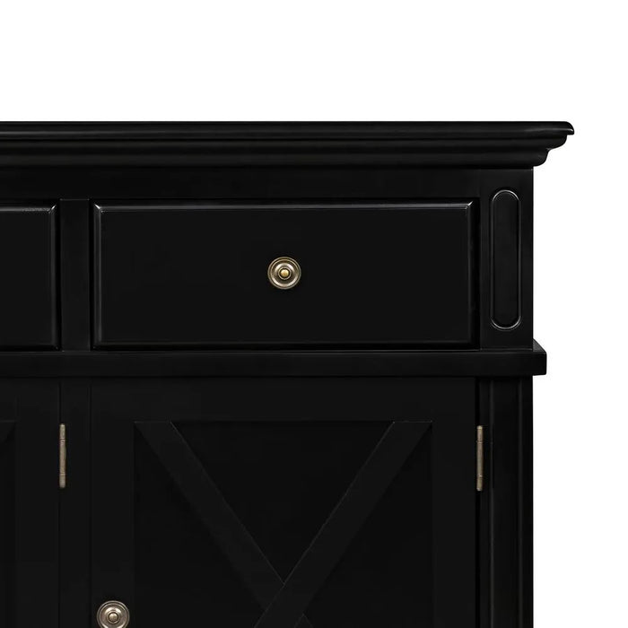 Black 1.45m Sorrento 3 Door Hamptons Buffet