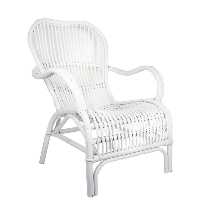 Seville White Rattan Armchair
