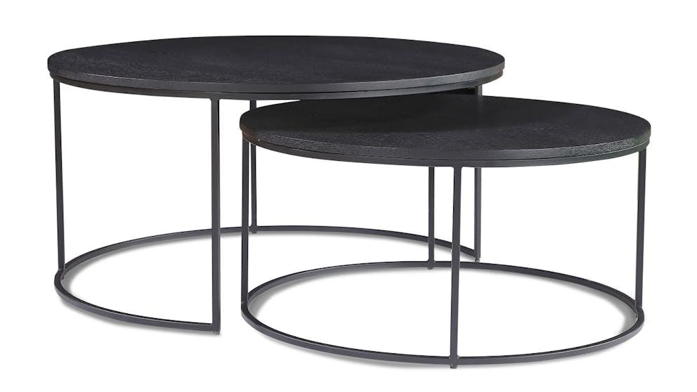 Melvin 2 Pce Round Nested Coffee Table- Black Ash