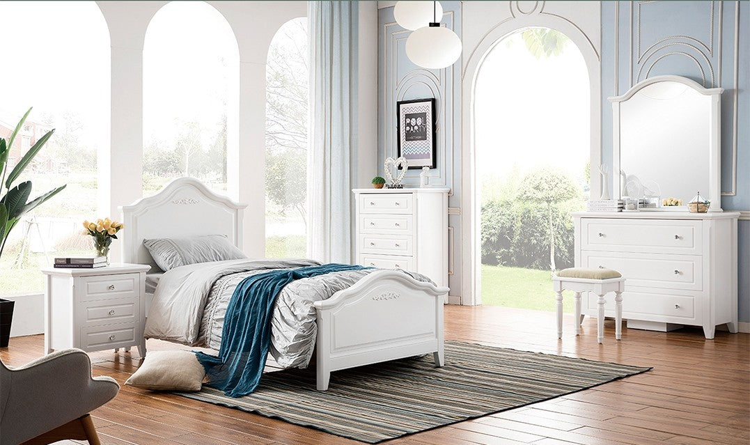 Isabella Single Bed, Ivory White