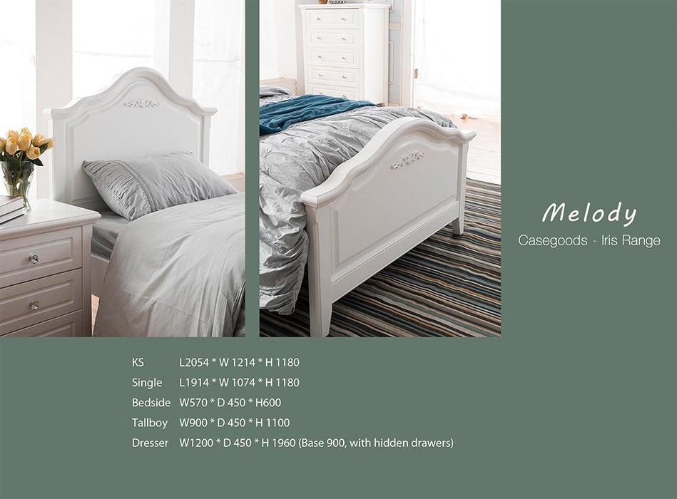 Isabella Single Bed, Ivory White