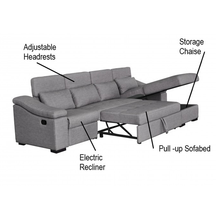 Alpha 4 Seater Sofa Bed with Chaise and Recliner