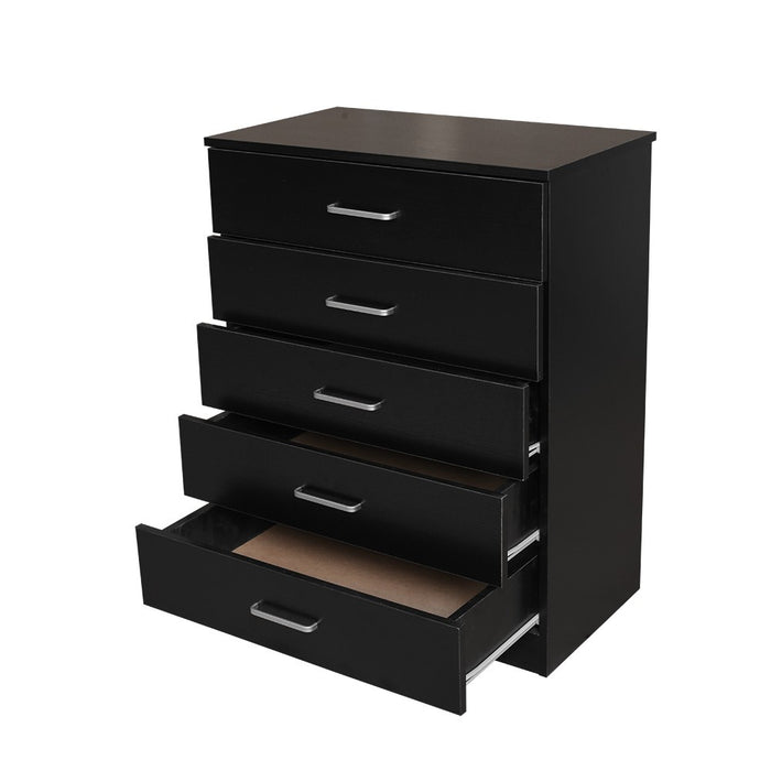 Revana Black 5 Drawer Chest