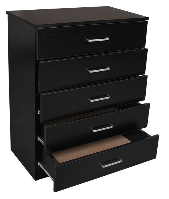 Revana Black 5 Drawer Chest