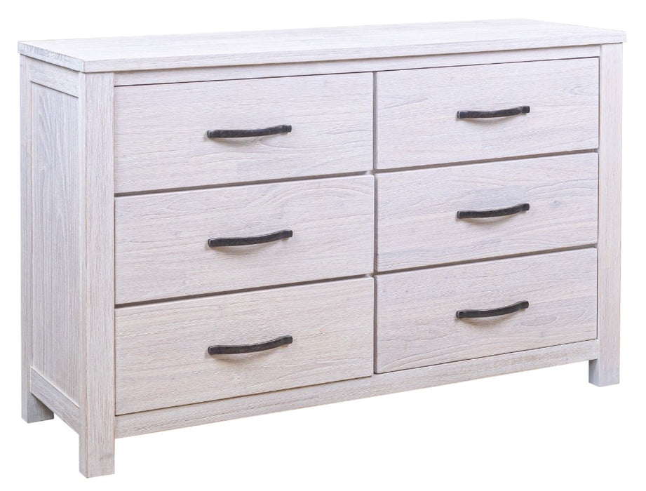 Whitewash 1.32m Florida 6 Drawer Chest