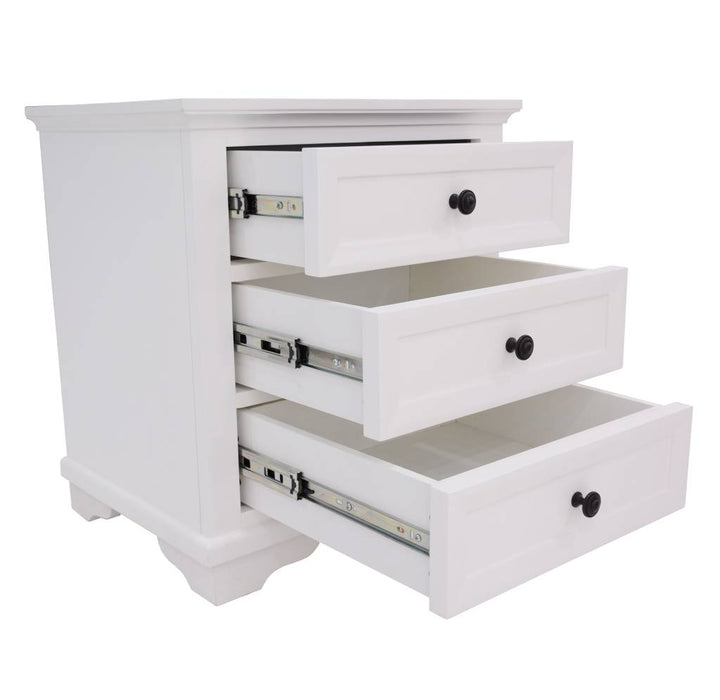 Sala 71cm Width 3 Drawer Bedside White