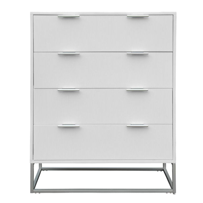 4 Drawer Arlington White Tallboy