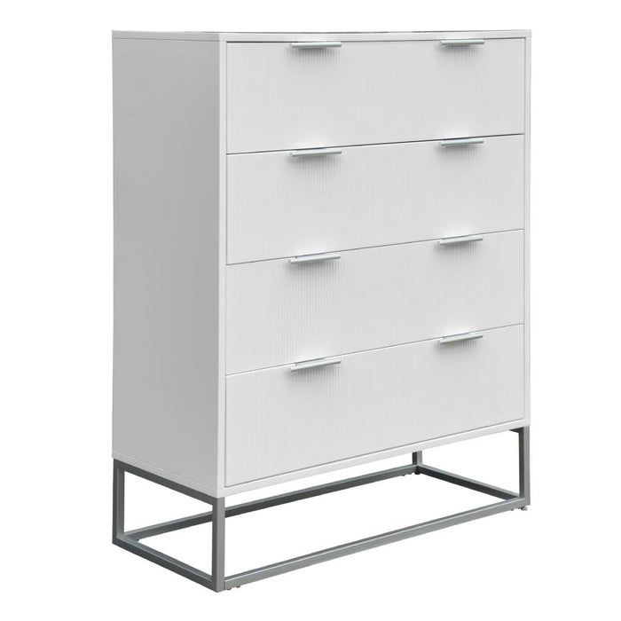 4 Drawer Arlington White Tallboy