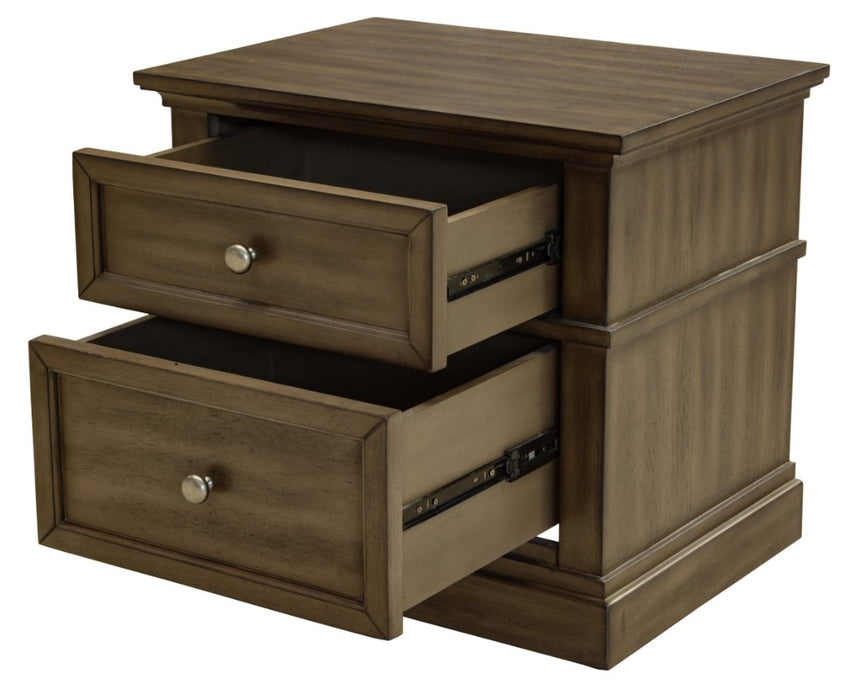 Wallace 2 Drawer Timber Bedside - Wood Smoke