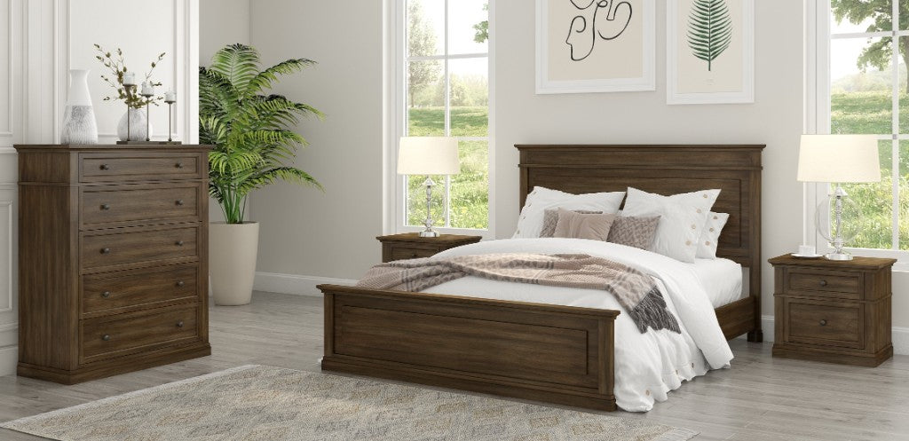 Wallace 2 Drawer Timber Bedside - Wood Smoke