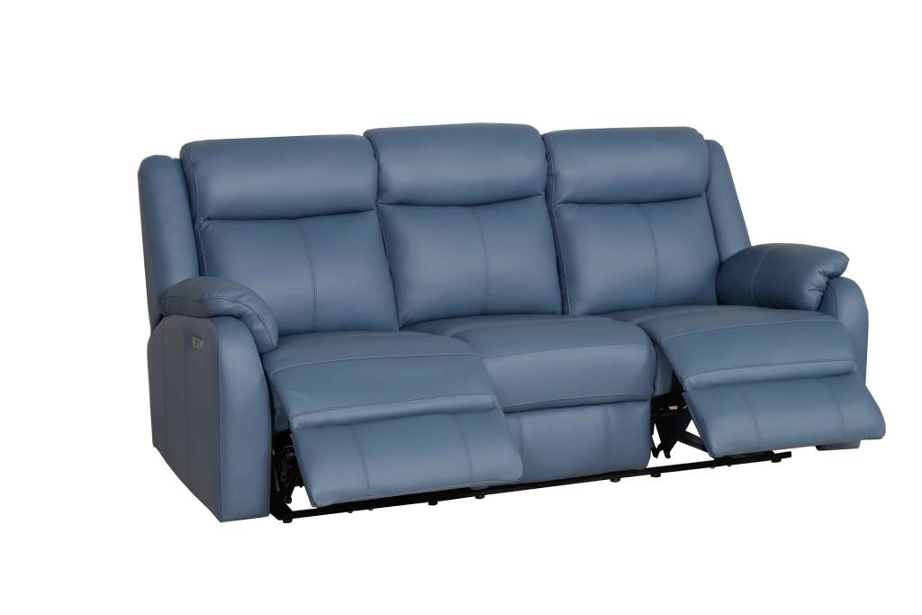 Pinnacle 3 + 1 +1 Electric Recliner Lounge in Full Leather - Blue