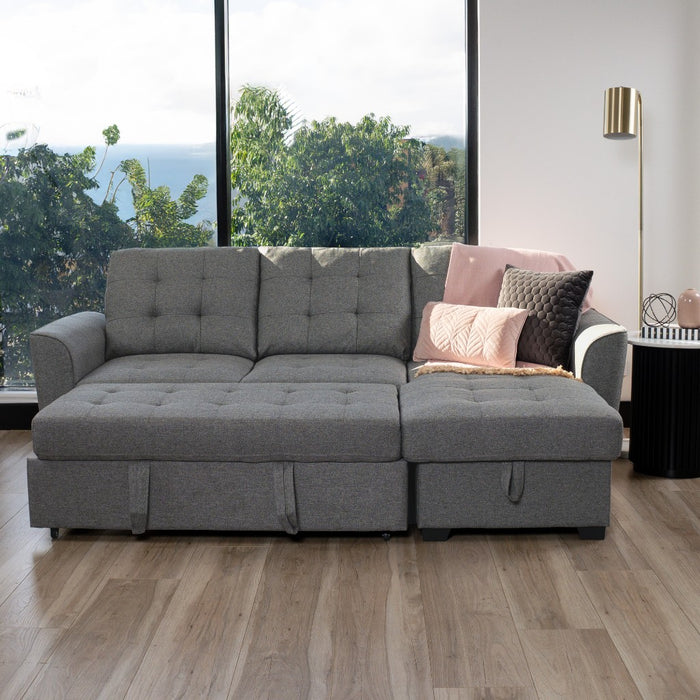 Arina 3 Seater Sofa Bed with Reversible Storage Chaise - Grey