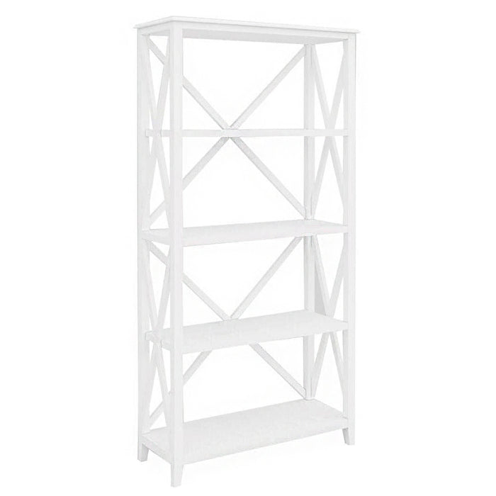Hampton Bookcase Bookshelf 4 Tier Solid Acacia Wood - White