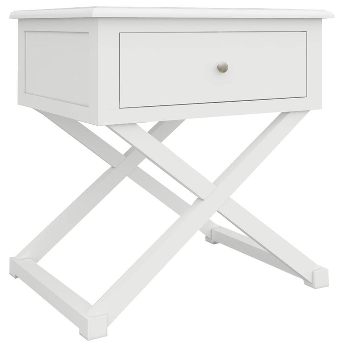 White Hampton Cross Side Table