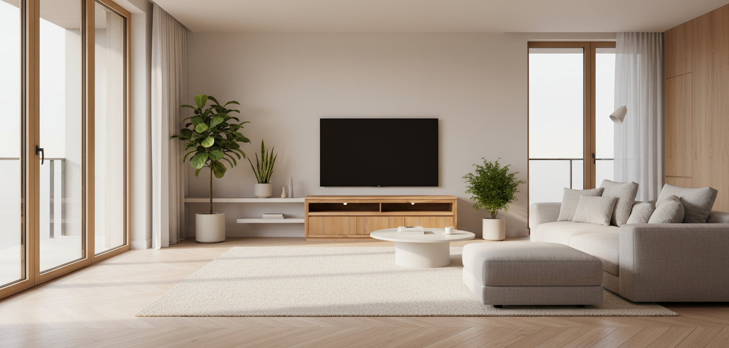 Highland 1.85m Medium 3 Drawer Entertainment Unit - Tasmanian Oak