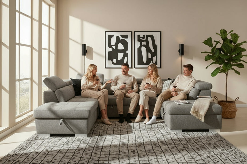 Jason 5 Seater Fabric Sofa Bed