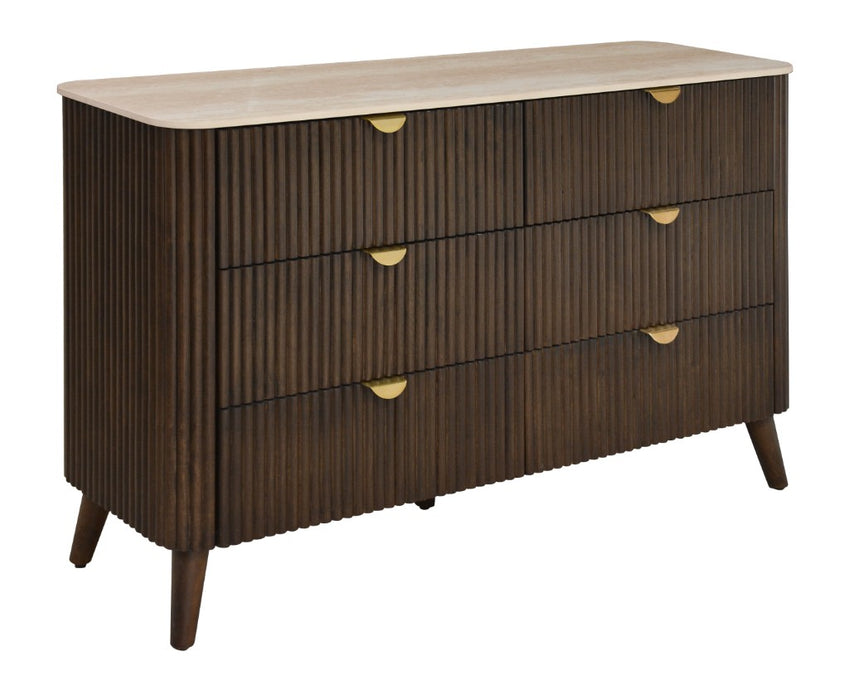 Cots 1.32m 6 Drawer Dresser - Walnut