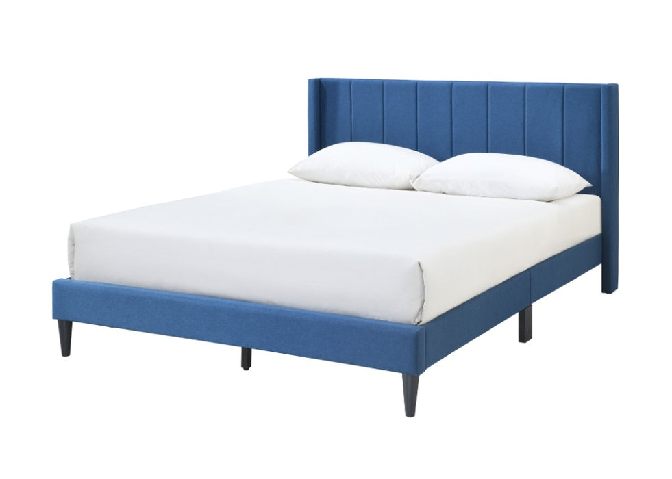 Samson Upholstered Queen Bed Frame, Blue