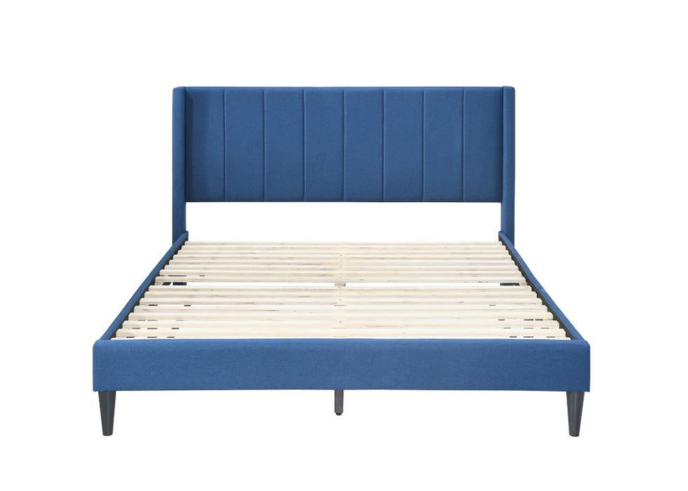 Samson Upholstered Queen Bed Frame, Blue