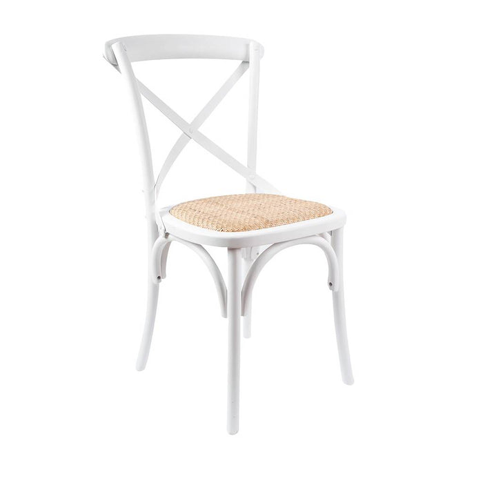 Casta Birch Timber Cross Back Chair, White