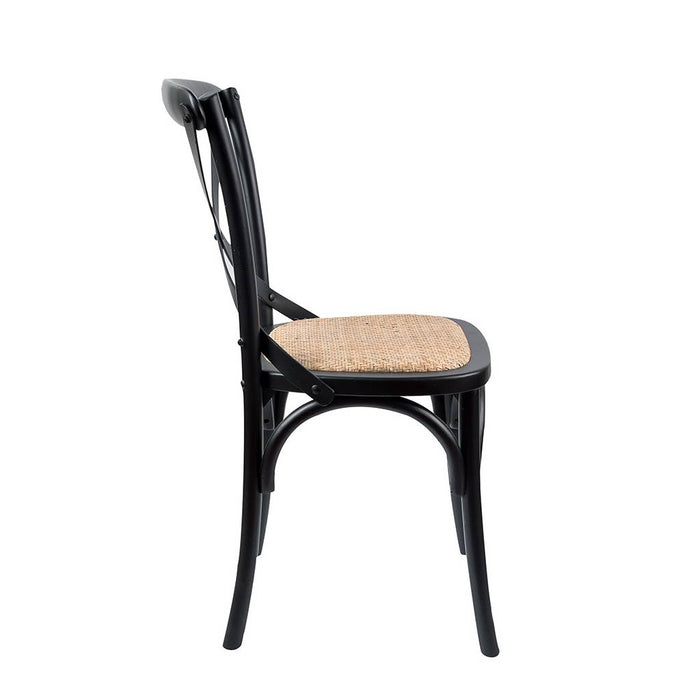 Casta  Birch Wood Cross Back Chairs, Black
