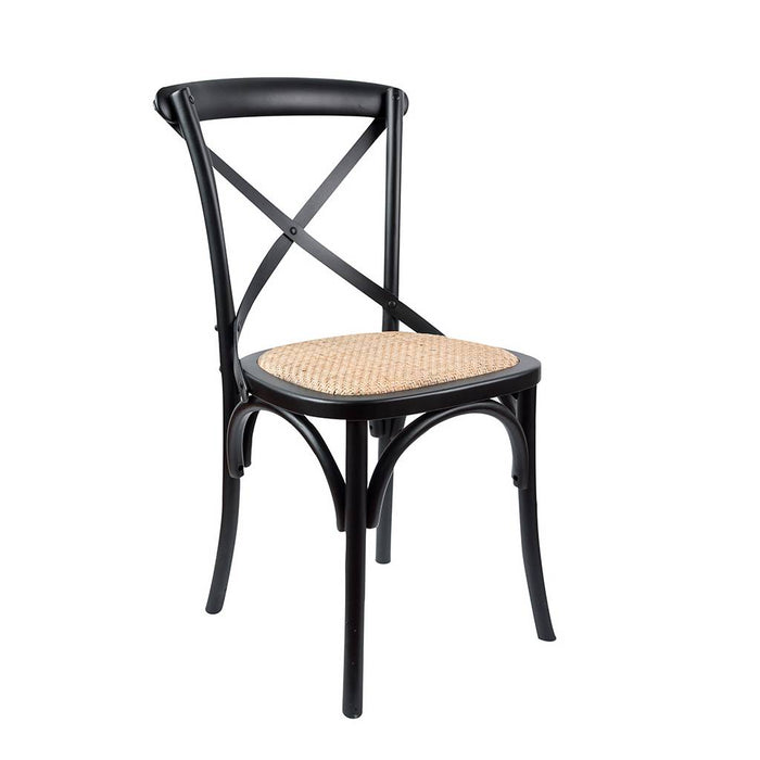 Casta  Birch Wood Cross Back Chairs, Black