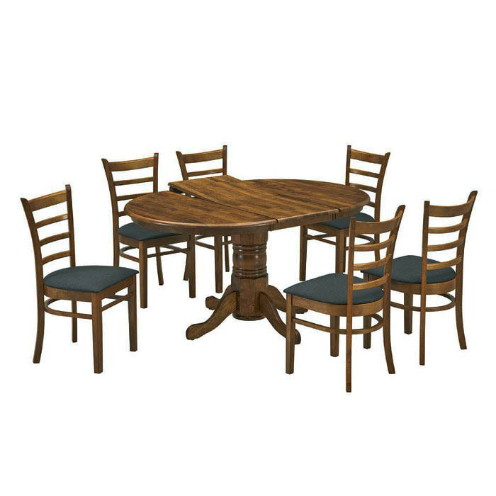 Makawi 150cm Extension Table with 6 Chairs Set - Walnut