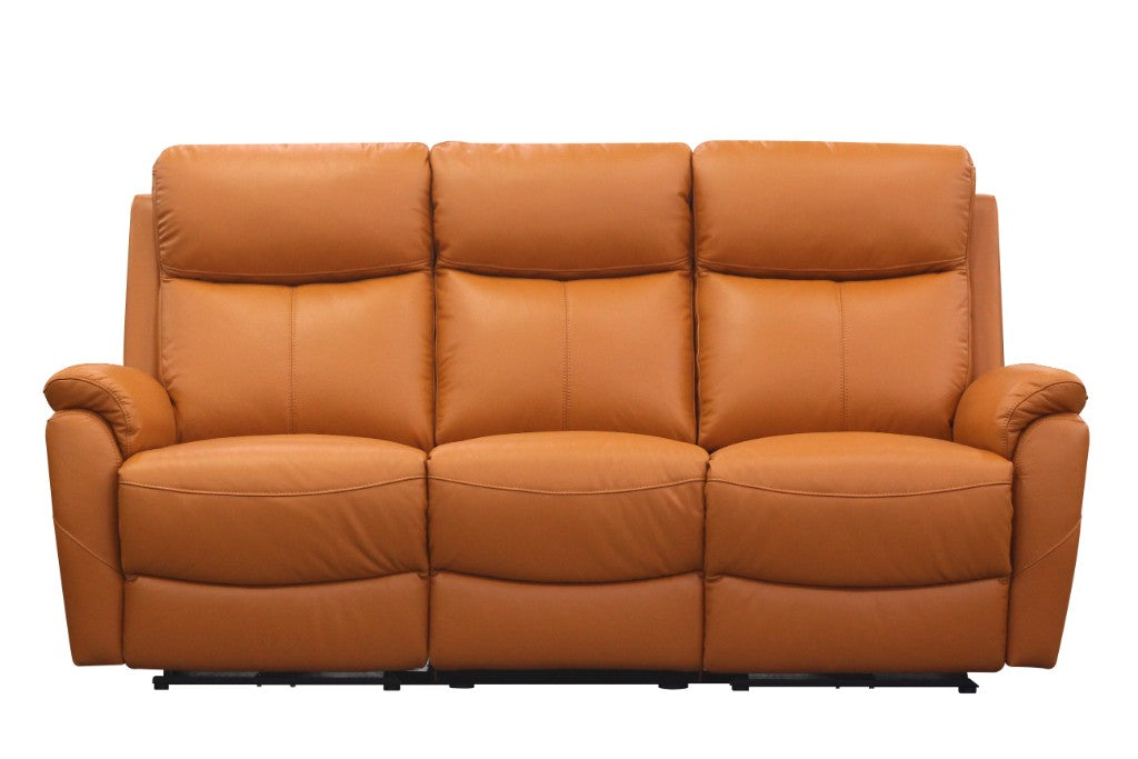 Oran 3 +1 +1 Seater Electric Recliner Leather Lounge - Tangerine