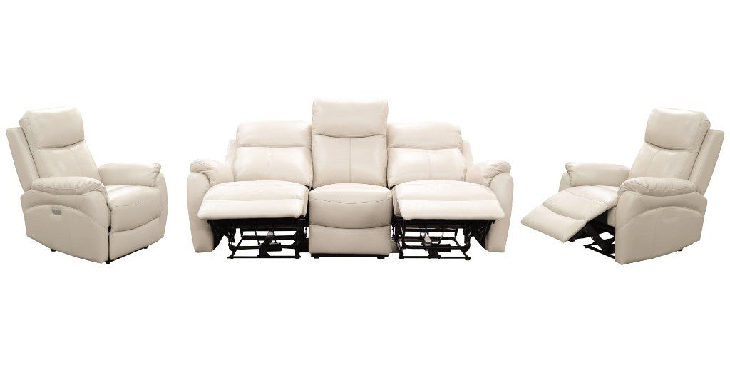 Marsden 3 +1 +1 Seater Electric Recliner Leather Lounge - Silver