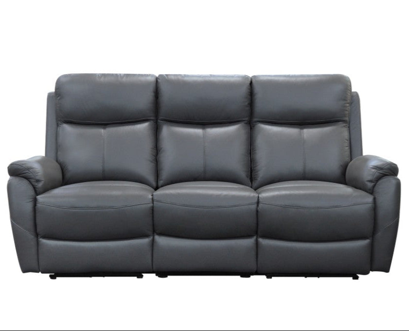 Oran 3 +1 +1 Seater Electric Recliner Leather Lounge, Gunmetal