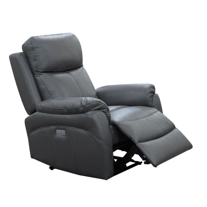 Oran 3 +1 +1 Seater Electric Recliner Leather Lounge, Gunmetal